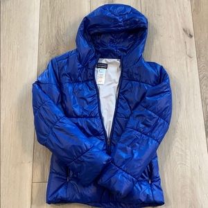 Blue Patagonia ski jacket